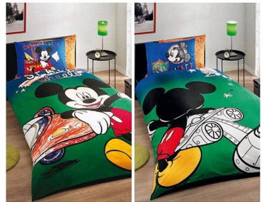 Комплект постельного белья TAC Disney Mickey space wheels с простыней на резинке